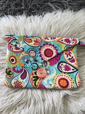 Colorful Paisley Clutch Bag in Turquoise